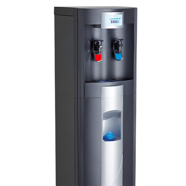 3300X hot and cold floor standing water cooler on white background