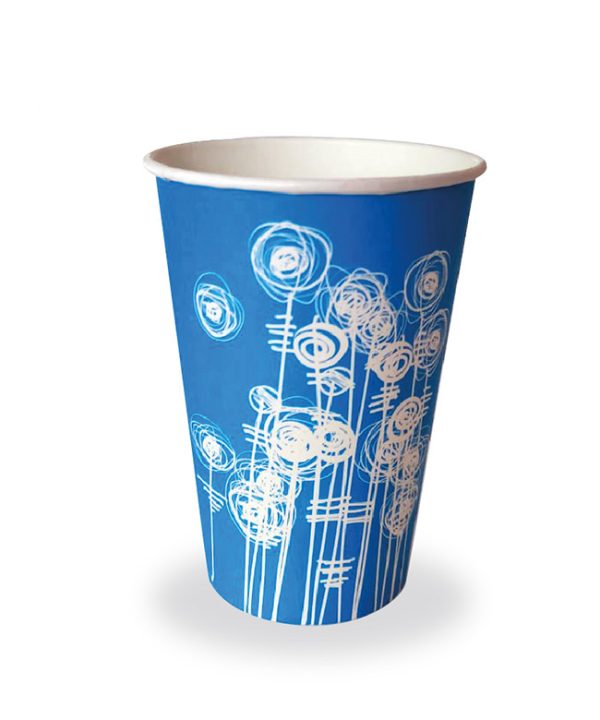 7oz Swirl Recyclable cup on white background