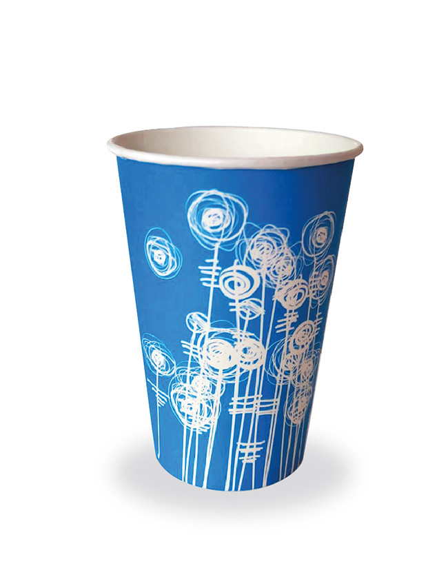 7oz Swirl Recyclable cup on white background