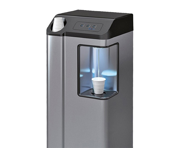 the top half of an Aquality 5 L Chilled, Sparkling & Ambient Floor‑Standing Water Cooler on white background