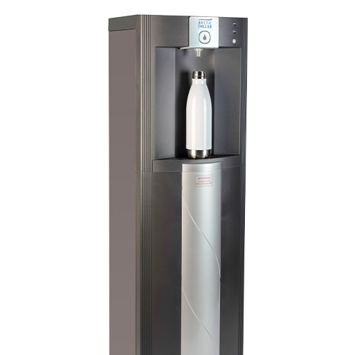 Arctic Chill 108 chilled water cooler with white bottle on white background
