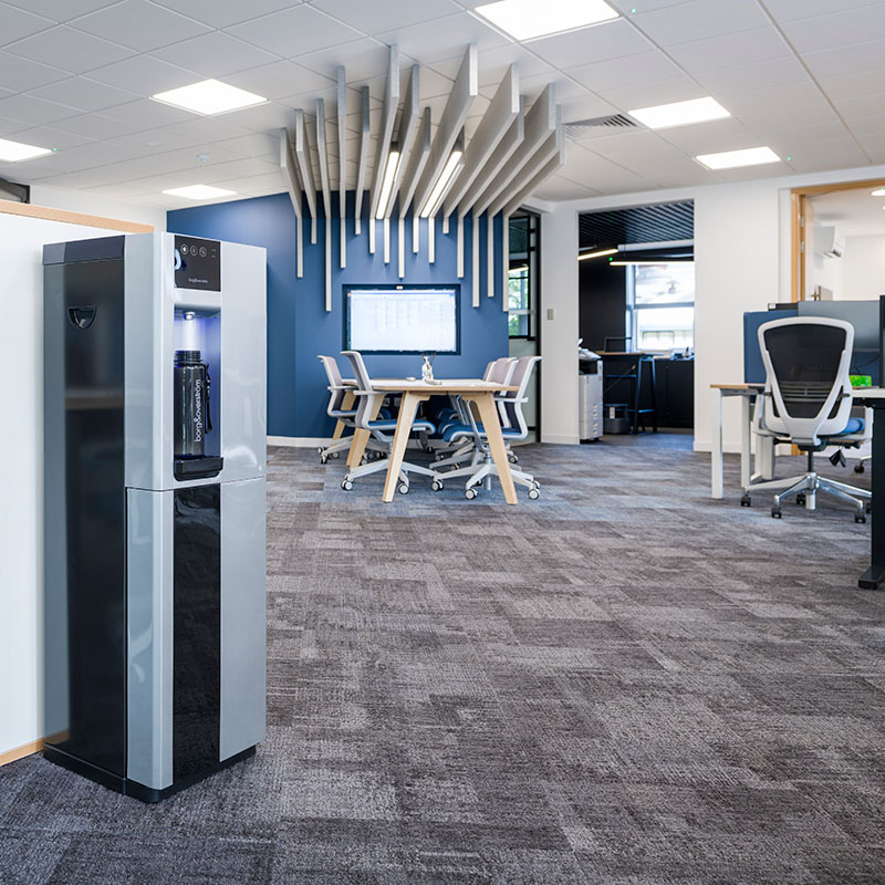 An Active B&O B3.2 FLOOR STANDING Water Cooler in a large office environment