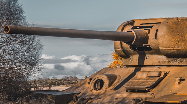 close up of the front of a tank