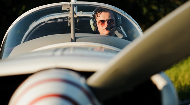 a pilot inside a plane