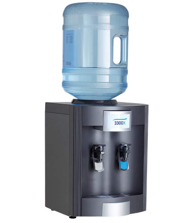 bottled 3300X cold & ambient table top water cooler on white background