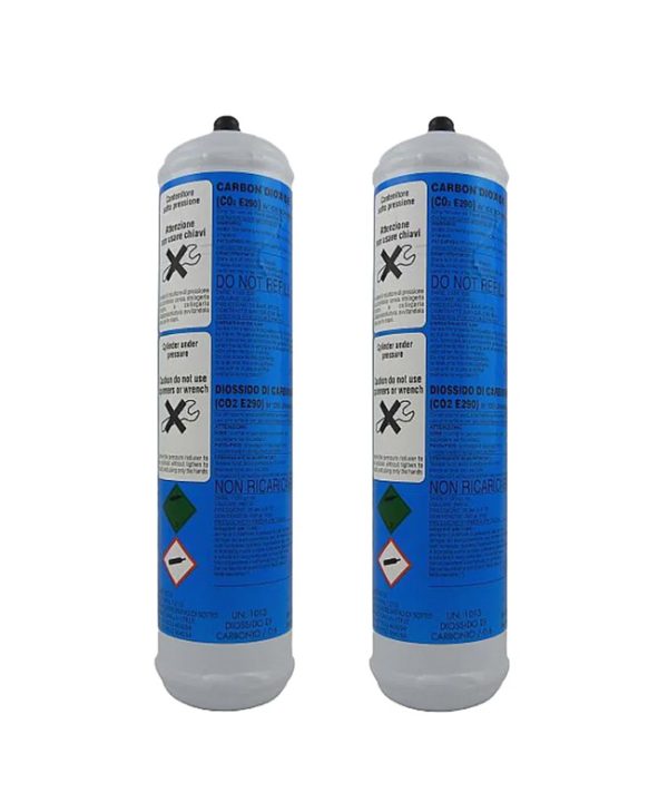 2 Pack of 600gram disposable CO2 Cylinders