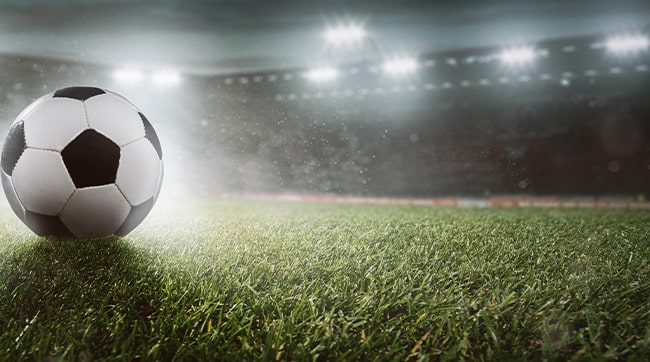 A football stadium with close up of football representing Middlesborough Football Club in North Yorkshire