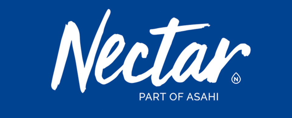 Necta Part of Asahi logo on blue background
