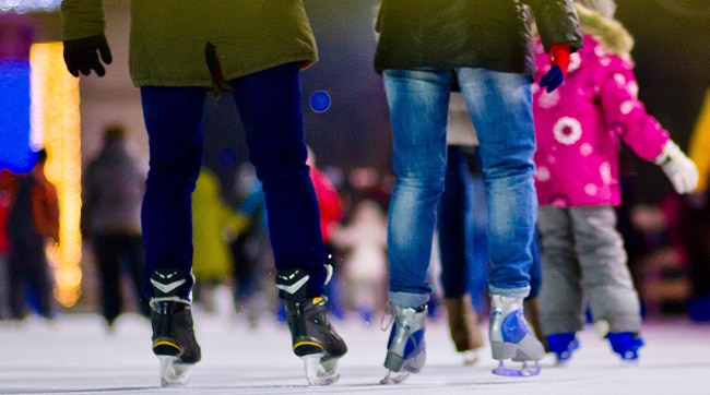 several people ice skating