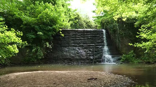 a small waterfall in Taunton Somerset