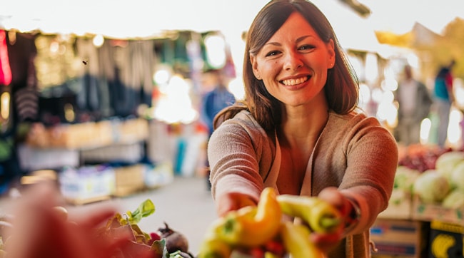 a female market stall owner